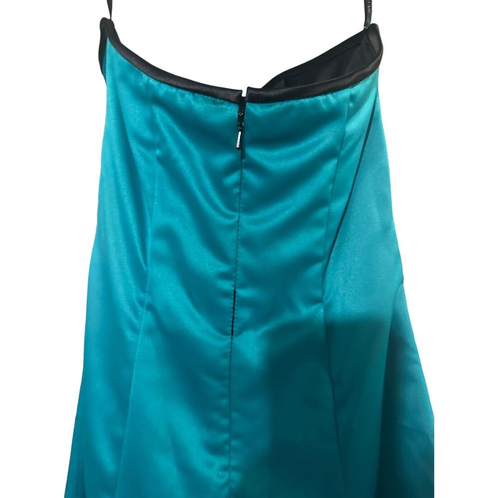 Jessica McClintock Gunne Sax Women Size 3/4 Strapless Gown Prom Dress Teal Blue - Picture 4 of 16